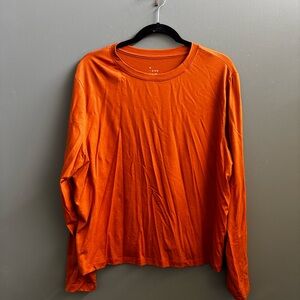 A New Day Long-Sleeve Tencel Crewneck Shirt - Orange